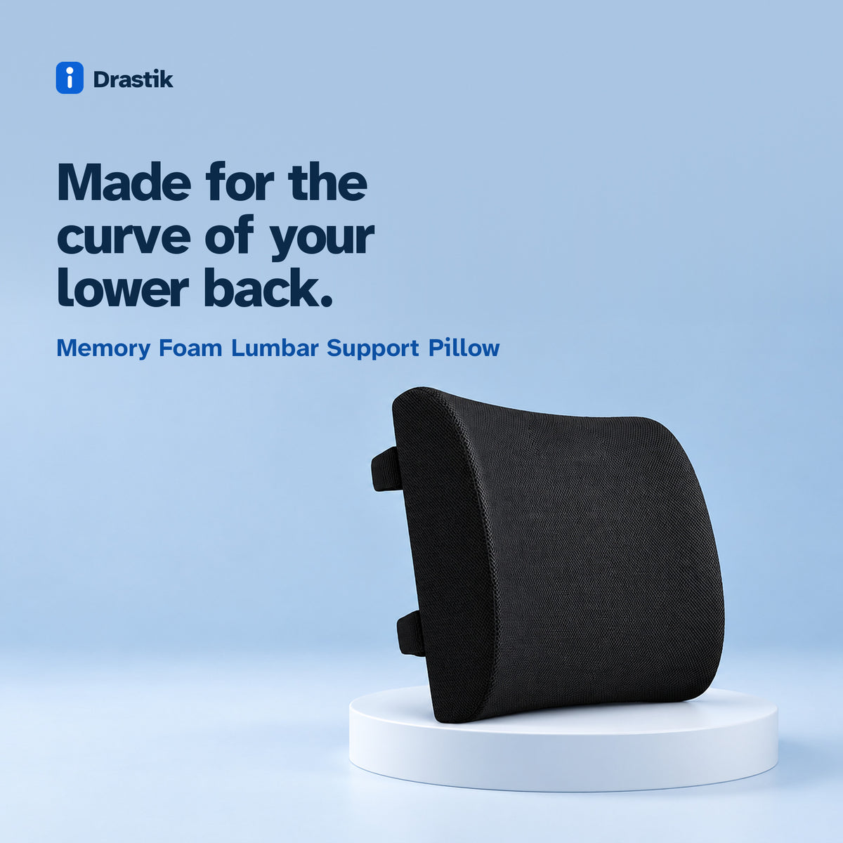 Memory Foam Lumbar Support Pillow. Made for the curve of your lower back.