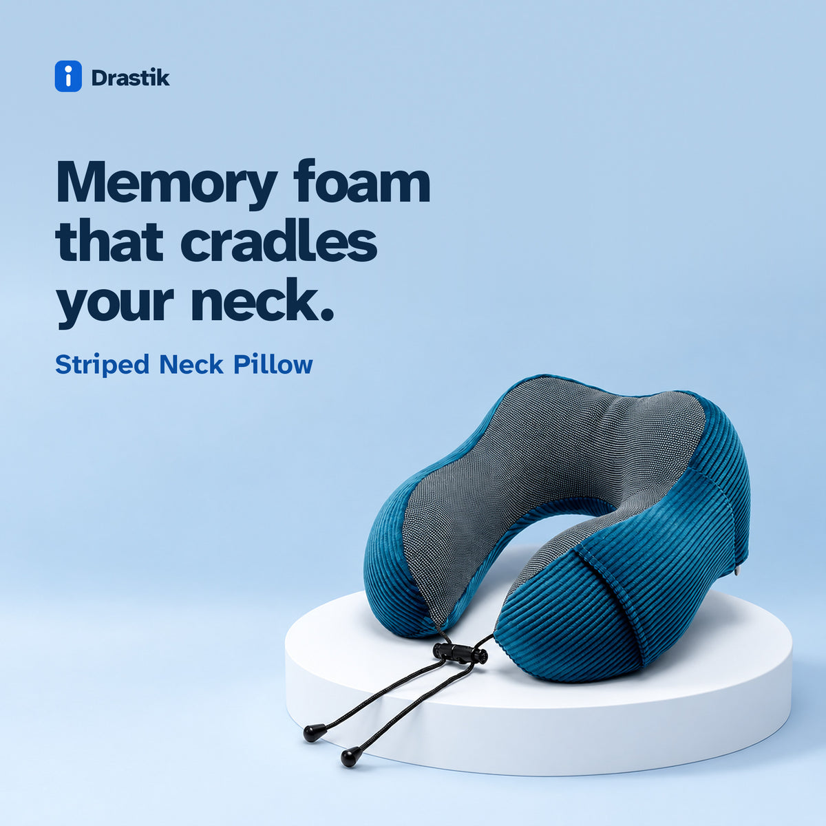 Striped Neck Pillow. Memory foam that cradles your neck.