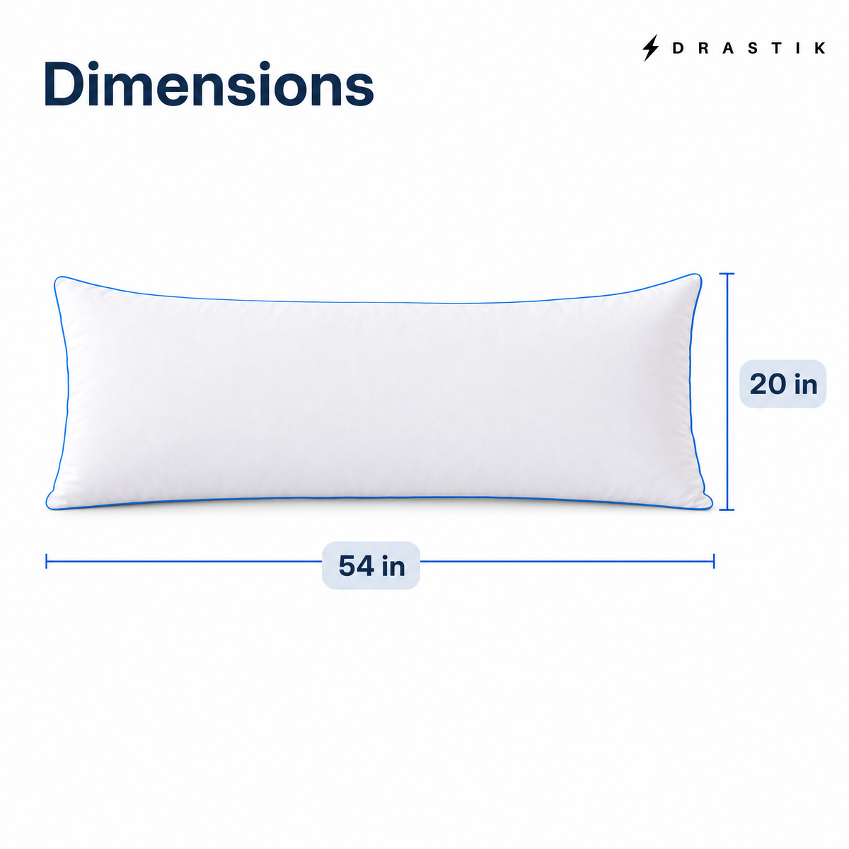 Memory Foam Body Pillow dimensions: 54 in long, 20 in wide