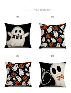 Pumpkin Castle Pillow Cover print and back view